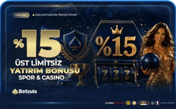 %15 Üst Limitsiz Spor ve Casino Yatırım Bonusu